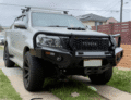 Defender bar on a silver Toyota Hilux 2012-2015, front view